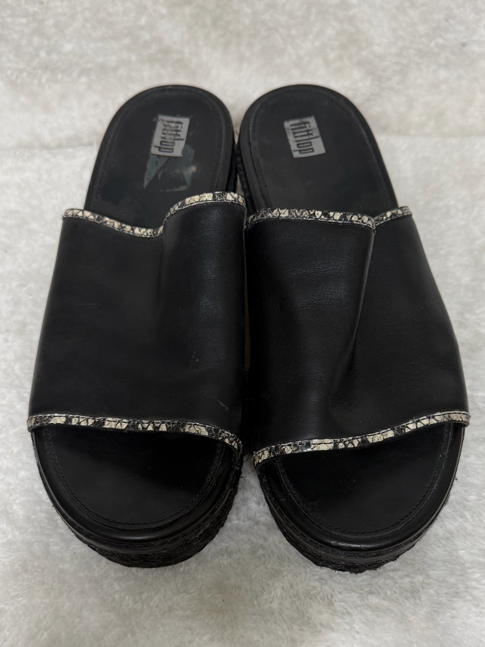 FitFlop Eloise Espadrille Wedge Slide Platform Sandals Black size 9 - Picture 12 of 16